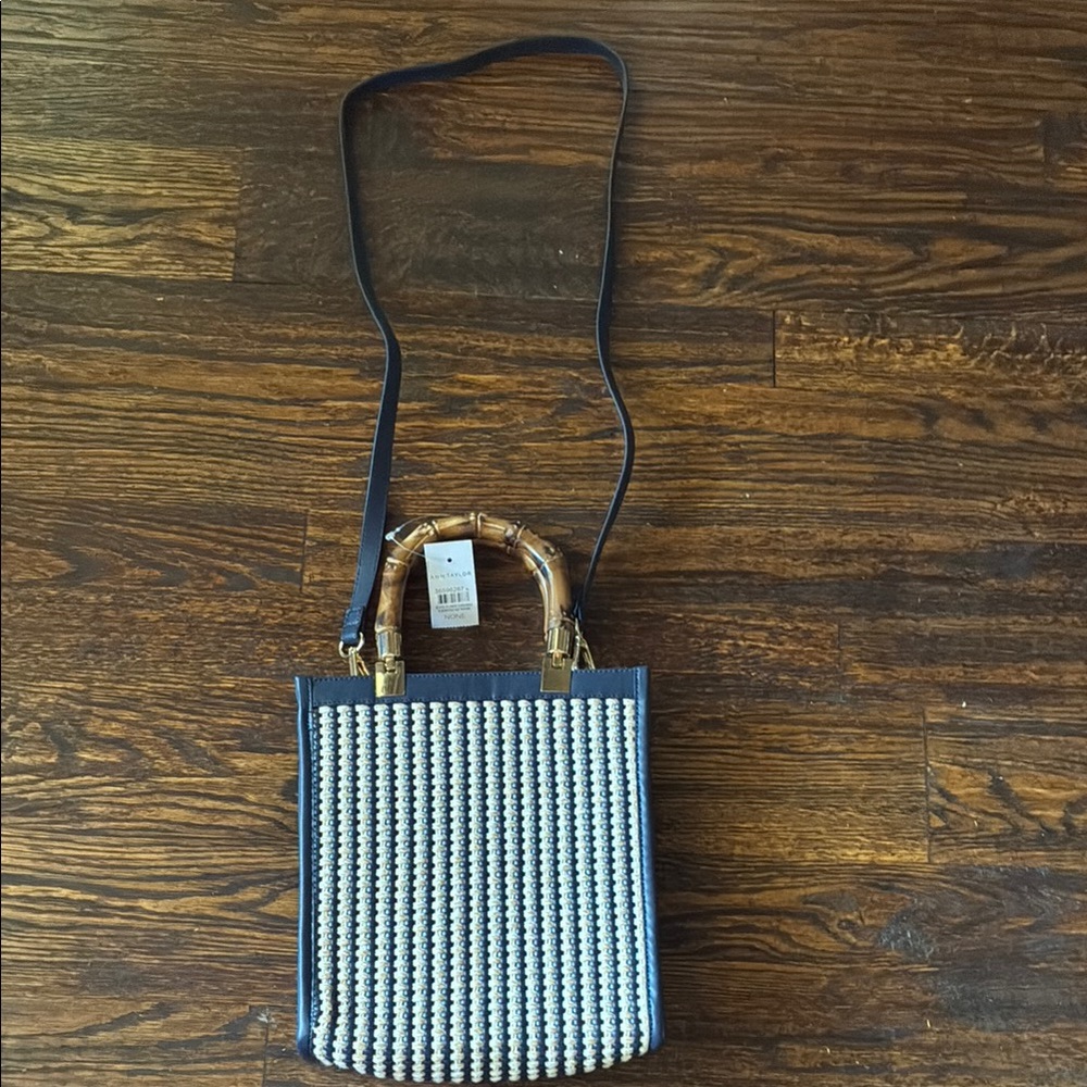 Ann Taylor Nautical Blue and White Shoulder Bag